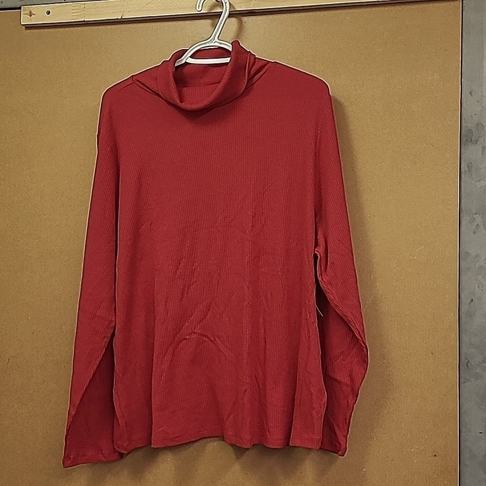 Old Navy Size 3X Red Ribbed Knit Turtleneck Longsleeve Top